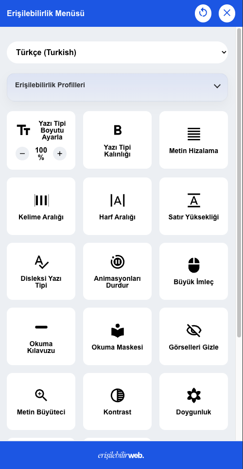 Erişilebilirlik Widget Önizleme